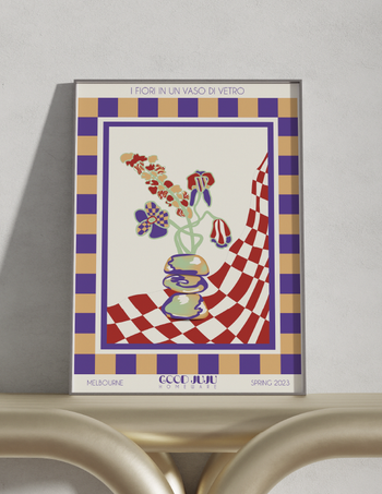 A framed poster featuring the Flowers in a Glass Vase Wall Art in Rome on Good Juju Homewares.