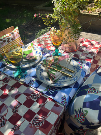 The Checkered Calla Lily Venice Tablecloth