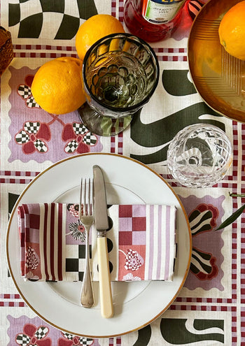 The Poppy Stripe Venice Napkin