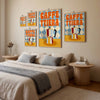 Bedroom with 'Caffe Tierra' posters on the wall