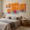 Bedroom with 'Espresso' themed wall art above a bed