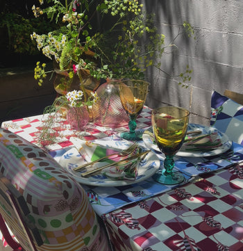 The Checkered Calla Lily Venice Tablecloth